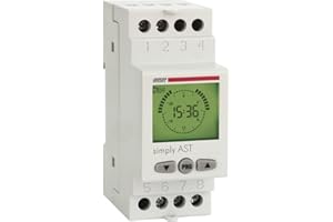 VEMER VE707600 SIMPLY AST - Interruttore Crepuscolare Astronomico a Cavalieri, Programmazione tra Tramonto e Alba, 2 Moduli DIN, Bianco