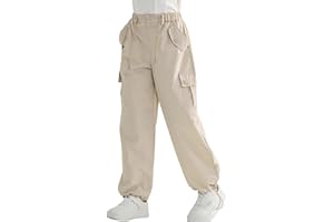 Rolanko Pantalón Cargo Paracaídas Holgado para Niña, Y2K Vintage Joggers con Cintura Elástica Ajustable para Niños Fit