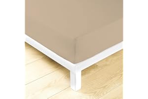 LARA MORADA - Lenzuolo Sotto Con Angoli Matrimoniale Elasticizzati, 100% Cotone, Made In Italy, Tinta Unita, Per Letto Matrimoniale 2 Posti, 180cmx200cm + 25cm, Beige