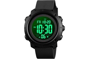 TCOINERY Men/Boys Digital Sports Watches for Gifts Waterproof LED Screen Wristwatch Clear Display Stopwatch Backlight Military Watch for Travel/Swimming/Drive