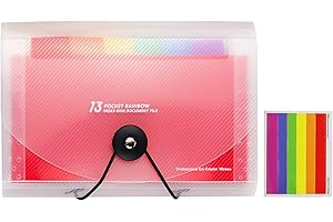 WOEAU 13 Pockets Flash Card Holder - 7x4.7 Inches, A6 Accordian File Organiser for Cards, Coupons, Receipt, Tax Item, Mini Ticket Expanding Folders, Expandable Portable Folder