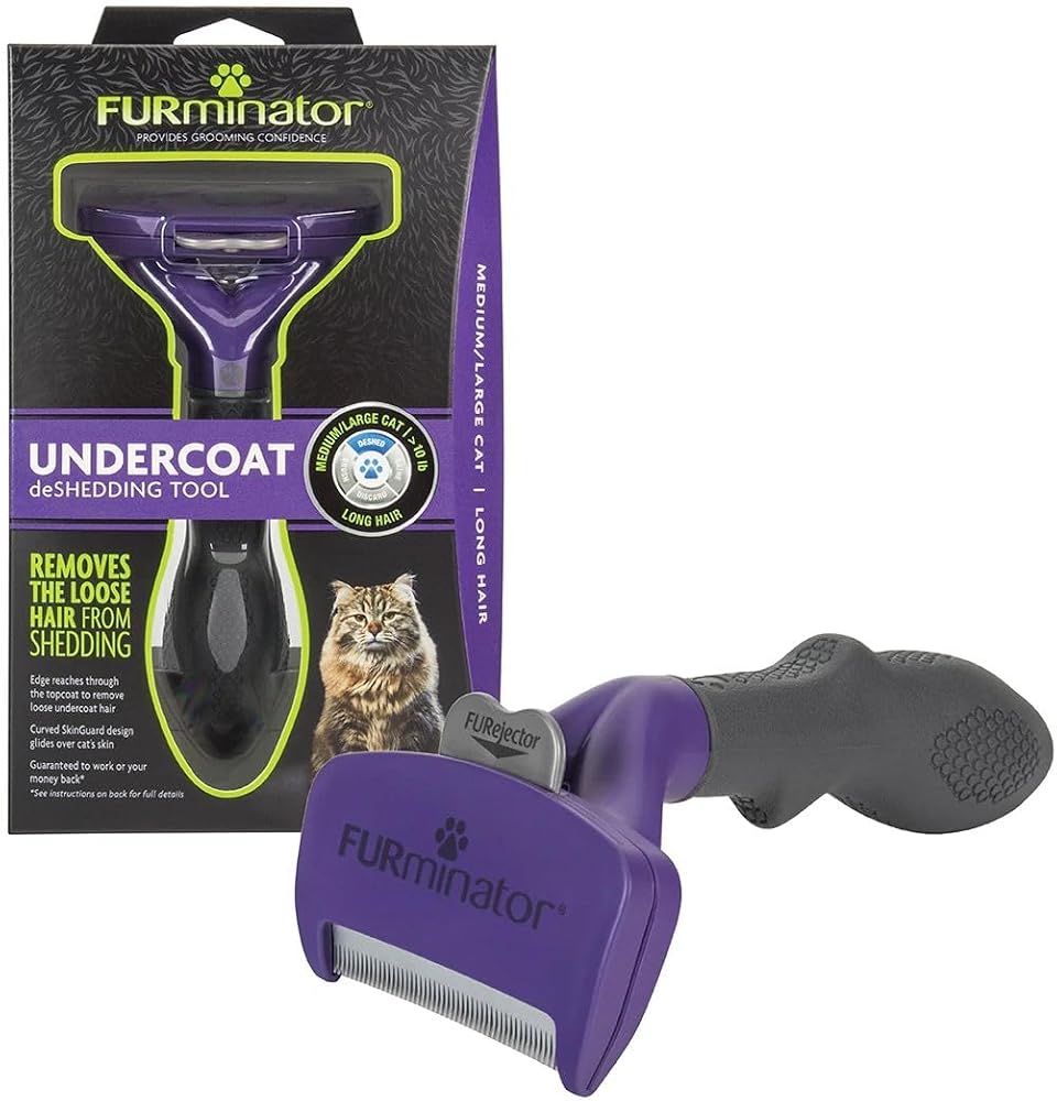 FURminator Kedi deShedding Aracı, Kediler İçin DeShedding Fırçası, Gevşek Saçları Kaldırır Büyük