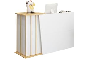 Taifuan Bancone Cassa per Negozio, Banco Reception con Cassetti, Bancone Reception Centro Estetico, Scrivania Salvaspazio 4 Spazio di Archiviazione, Banco(Size:120x40x90cm,Color:Bianco Caldo)