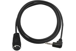 DISSCOOL MIDI DIN 5 Pin Female to 90 Degree 3.5 mm 1/8 Inch Male TRS Stereo Jack Audio Cable, Discool 5 Pin DIN Cable for Speakers, Amplifiers, Mixes, MIDI Keyboard (0.5 m / 1.7 ft)