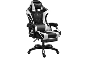 GENERIC Gaming Chair Ergonomic Computer Chair Office Chair Desk Swivel Chair Adjustable Reclining Footrest Cushion White New!
