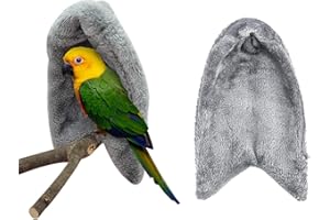OTKARXUS Comfort Corner Fleece Bird Blanket,1PC Winter Warm Parrot Cage Snuggle Hut,Cage Bird Nest Parrot Bed for Parakeet Cockatiel Parrots Cockatiels (S, Grey)