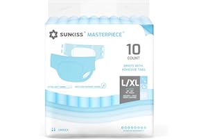 SUNKISS Masterpiece pieluchy dla dorosłych o najwyższej chłonności, jednorazowe majtki na nietrzymanie moczu, dla mężczyzn i kobiet, z zakładkami, ochrona przed wyciekiem w przypadku osłabienia