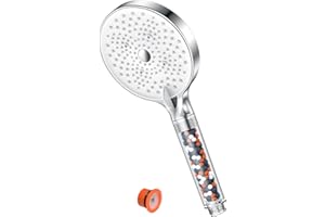 Głowica prysznicowa z filtrem wysokociśnieniowym – YEAUPE PRO Power głowice prysznicowe z 6 trybami do niskociśnieniowej głowicy prysznicowej zmiękczacza wody, poprawia włosy, duża głowica