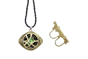 Elie&Eason Doctor Strange Necklace & Ring Set, Eye of Agamotto Pendant, Unisex, Bronze, Alloy, Marvel Fans, Ages 8+, Necklace