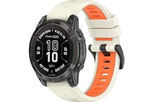 SeNool 22mm QuickFit Correa para Garmin Fenix E 47mm/Fenix 8 47mm/Fenix 7 Pro Solar/Fenix 7/Garmin Epix 2 Pro 47mm, Pulsera Silicona Correa para Garmin Fenix 6 GPS/6 Pro GPS/5/5 Plus - Naranja Blanca