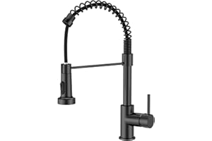 FORIOUS Miscelatore Cucina Nero, Rubinetto Lavello Cucina Rubinetti per Lavelli da Cucina, Acciaio Inox Ad Alta Pressione Orientabile a 360° Monocomando