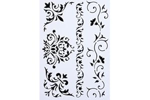 ARTISTIC SPONGE Dekoschablonen-Set, Blumen, A4, wiederverwendbar, Shabby-Chic-Stil , Widerverwendbare PVC-Schablone, A4 31.5 x 22 cm / 12.4 x 8.66 in