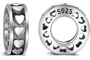 YASHUO 2 PCS Solid 925 Sterling Silver Beads Rubber Spacer Focal Round Stopper Beads for Charm Bracelets European Story Charm