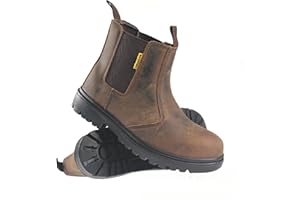 MAXSTEEL MENS SAFETY DEALER BOOTS CHELSEA LIGHTWEIGHT SLIP ON LEATHER ANKLE WORK STEEL TOE CAP SHOES SZ