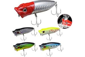 senvenelec 5Pcs Appâts Artificiels, Leurres Pêche Topwater, Leurres Pêche Minnow Leurres Durs, Leurres De Pêche En Mer Et D'eau Douce, Leurres Rigides Bioniques, Truite, Perche, Leurres De Brochet.