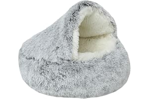Fluffy Cat Blanket, Cat Bed Cave with Hood, Cosy Bed for Cat Kittens, Plush Fluffy Hood, Soothing Cat Bed Cave Washable Cuddly Dog Bed Dog House Soft Comfortable (65 cm)