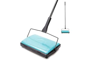 Yocada Teppichkehrer Reiniger für Home Office Niedrige Teppiche Unterwolle Teppiche Tierhaare Staubreste Papier Kleiner Müll Reinigung mit einer Bürste Blau