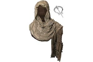 FSUJWOA Mittelalter Schal Wrap Umhang, Schultertuch Langes Tuch mit Brosche, Renaissance Hooded Shaw, Schamanen Kapuze