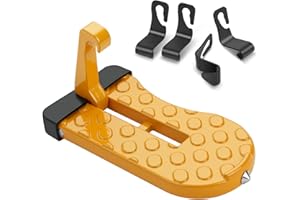 URAQT Car Door Pedal, Car doorstep Roof-Rack Foot Pedal Ladder, Multifunction Foldable Auto Safety Hammer Non-slip Portable Vehicle Rooftop Assistance Accessories for Truck Car SUV Jeep RV (Orange)