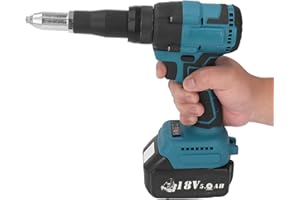 LUQEEG 18V Cordless Rivet Nut Gun, LED Brushless Electric Rivet Gun Portable Nut Drill Adapter Kit Automatic Rivet Nut Hand Tool for Industrial, Production (Without Battery)