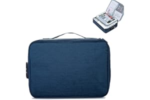 GOLCUGYJH Safe Document Bag with Lock, Multi-Layer File Storage Box, Document Organizer Bag for Home Office Travel,Portable Storage Bag for Ipad,Cash,Jewelry,Passport,Certificates(Navy)