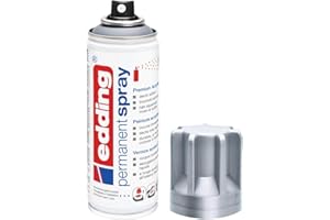 edding 5200 spray permanent - argent précieux mat- 200 ml - peinture acrylique pour peindre ou décorer verre, métal, bois, céramique, plastique, toile - peinture acrylique en aérosol
