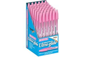 KM ONLINE Tiger Ultra-Glide Smooth Wrinting Ballpoint Pens - Neon Pink x 10 Pens