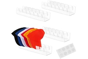 DYUEE Baseball Caps Holder 4Pcs Acrylic Hat Stand for 28 Baseball Caps Hat Rack Cowboy Hat Display Organizer Clear Hat Storage Racks for Home Closet Dresser Entrance Bedroom Office (Clear)