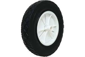 Shepherd Hardware 9613 8-Inch Semi-Pneumatic Rubber Replacement Tire, Plastic Wheel, 1-3/4-Inch Diamond Tread, 1/2-Inch Bore Offset Axle,White