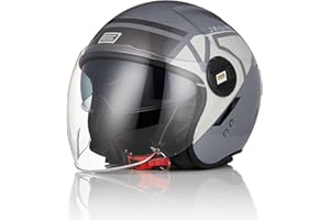 ORIGINE Casco Moto Jet Abierto con Doble Visera Homologado ECE 22-06 para Motocicleta, ATV, UTV y más en Amarillo Fluorescente, Negra Titanio o Verde Militar