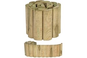PSB Rouleau de Bordure en Bois 15 x 100 cm pour clôture de Jardin, parterres de Fleurs, allée, terrasse, pelouse, extérieur, Grande et Petite Pointe