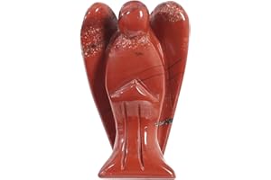 Lovionus89 Naturalny czerwony jaspis statuetka aniołka, ręcznie rzeźbiony kamień uzdrawiający kryształowa torebka figurki, dekoracja, 5 cm