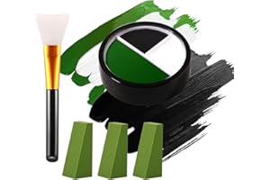 Afflano Verde Faccia Vernice Halloween Trucco Strega, Bianco Nero Verde Corpo Vernice + Pennello +3* Spugna, Per Natale in Maschera Gamora Hulk Mostro SFX Cosplay Olio a Base di Pittura del Corpo