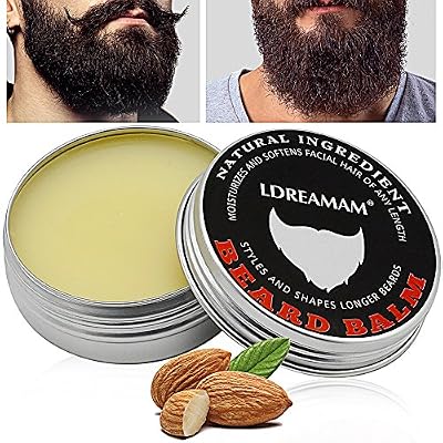 LDreamAM Barbe Baume,Baume pour barbe,Beard Balm,Discipline la barbe en lui apportant éclat et douceur – Réduit les frisottis, le bouclage et les pointes fourchues – Cadeau pour hommes barbus.