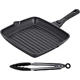 Stone&Stone Quadratische Grillpfanne 28x28 cm | Profi Bistecchiera | Deutsche Antihaftbeschichtung GREBLON C3+ PFOA-frei | Ab