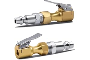 SAFELIFE Brass Air Chuck Closed Flow Tire Chuck Heavy Duty Lock on Tire Inflator Chuck with Clip-2pack