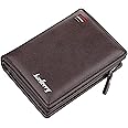 Baellerry short travel wallet Vintage mini bifold wallet zipper card holders coin purse leather wallet.(Coffee)