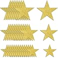 SEREBRUM 100pcs Glitter Star Cutouts | Paper Star Confetti Gold Glitter Cut-Outs for DIY Art & Craft Projects in 3 Sizes (1.5 cm, 3.5 cm and 5cm) Decoration for Christmas Classroom (Gold)