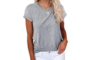 Cicy Bell T-Shirt Damen Kurzarmhemden für Damen Oberteile Rundhals Casual Locker Lässig Sommer Baumwolle T-Shirts