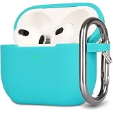 Silicone Case Compatible with AirPods 3 Case and Protective Case for AirPods 3rd Generation 2021 Shockproof Soft Thin Case for Airpods 3 with Carabiner Front LED Visible Emerald