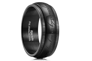 King Will 8mm Tungsten Carbide Ring for Men Black One Ring for Men Magic Power Rings Comfort Fit High Polished