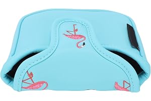 Bewinner Broderad Flamingo Mallet Putter Headcover Vattentätt PU Läder Golf Club Protector Cover Present Sky Blue (Fyrkantig