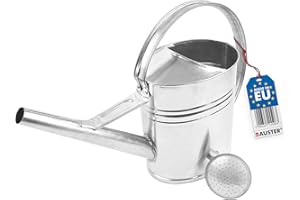 BAUSTER® Arrosoir en zinc galvanisé de 12 l pour l'intérieur et l'extérieur - Arrosoir ovale en métal pour arroser les fleurs - Avec douchette d'arrosage - Arrosage du jardin