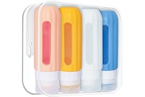 MEIJMJIA -MH Lot de 4 bouteilles de voyage en silicone - 90 ml - Pour remplissage - Sans BPA - Approuvé par la FDA - Utilisé pour shampooing, lotion, rinçage et gel douche