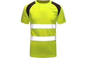 AYKRM T-Shirt de Protection de sécurité avec Avertissement Polo Haute visibilité (Jaune, M)