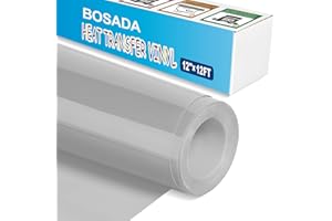 BOSADA Light Gray Heat Transfer Vinyl,12"x12FT Iron on Vinyl,Light Gray Htv Vinyl for T-Shirts,Pillow,Shoes,Bags and Hats(Light Gray)