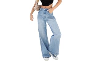 SANSIWU Women High Waist Baggy Denim Pants Wide Leg Straight Trousers Ripped Boyfriends Jeans Y2k Streetwear Vintage Loose Pants