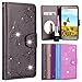 Produktbild Vectady für Huawei P9 Lite [NO für P9] Hülle, Handyhülle Case Schutzhülle Leder Handytasche Lederhülle mit Spiegel Glitzer Diamant Magnet Flip Cover für Huawei P9 Lite 2016,Dunkel Grau