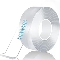 Taiyeestar Dubbelzijdig plakband, extra sterk, transparant, 30 mm breed, verwijderbaar, niet-markerend, dubbelzijdige transparante nano-tape, voor tapijt, fotowand, keuken, thuis, 1 mm dik, 30 mm