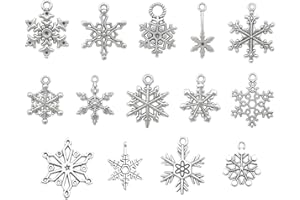 Birsppy Frgasgds Snowflake Charm, 70 Pieces Mixed Snowflake Pendants Antique Silver Snowflake Charms Christmas Jewelry Making Accessories Crafting Supplies for DIY Necklace Bracelet